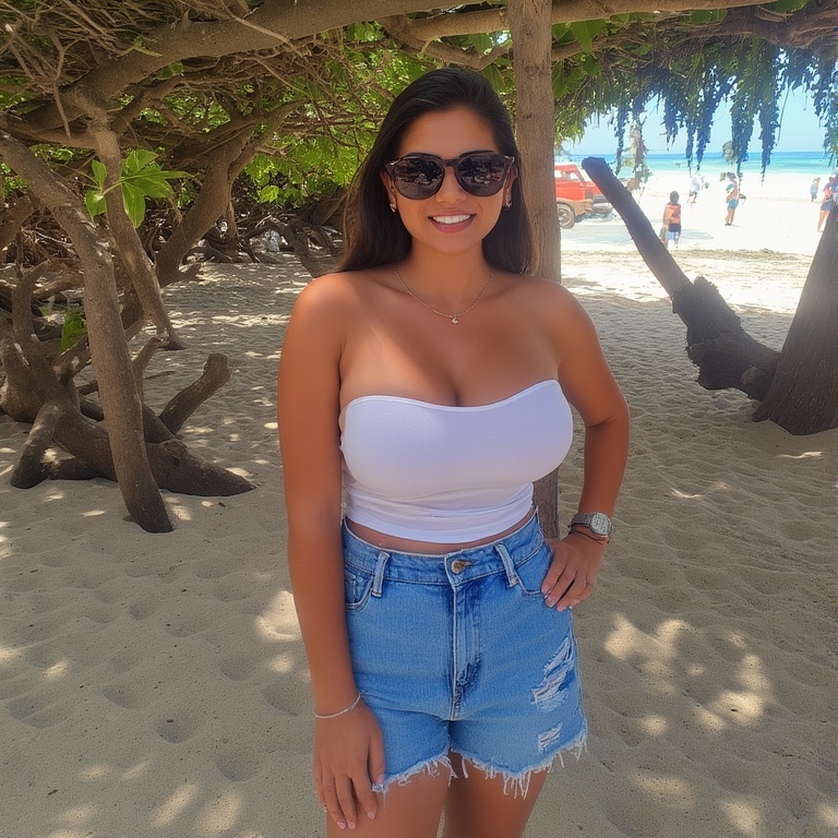 A woman from Cartagena Colombia standing at the beach